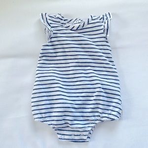 sammy + nat romper blue stripes size 6-12m